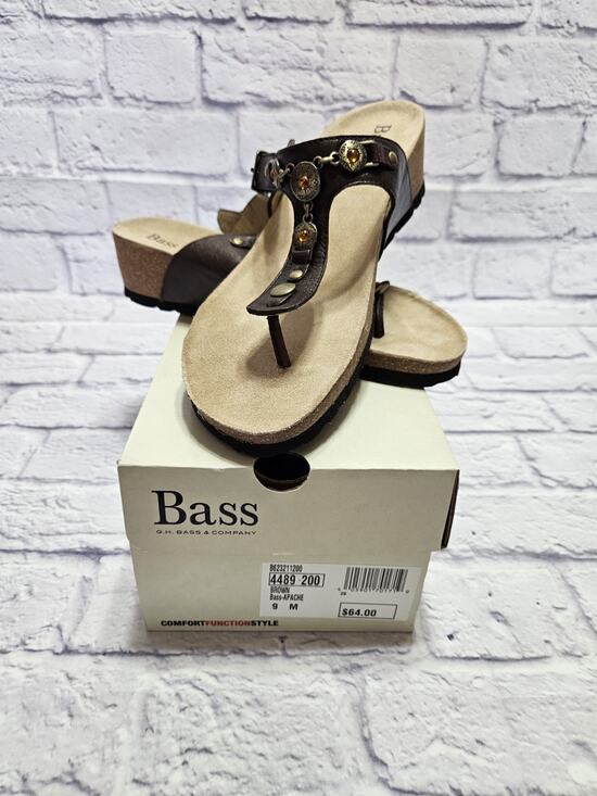 Bass Shoes - G.H. Bass Apache Brown Leather Thong Sandals Women’s Size 9M Comfort Beaded Boho